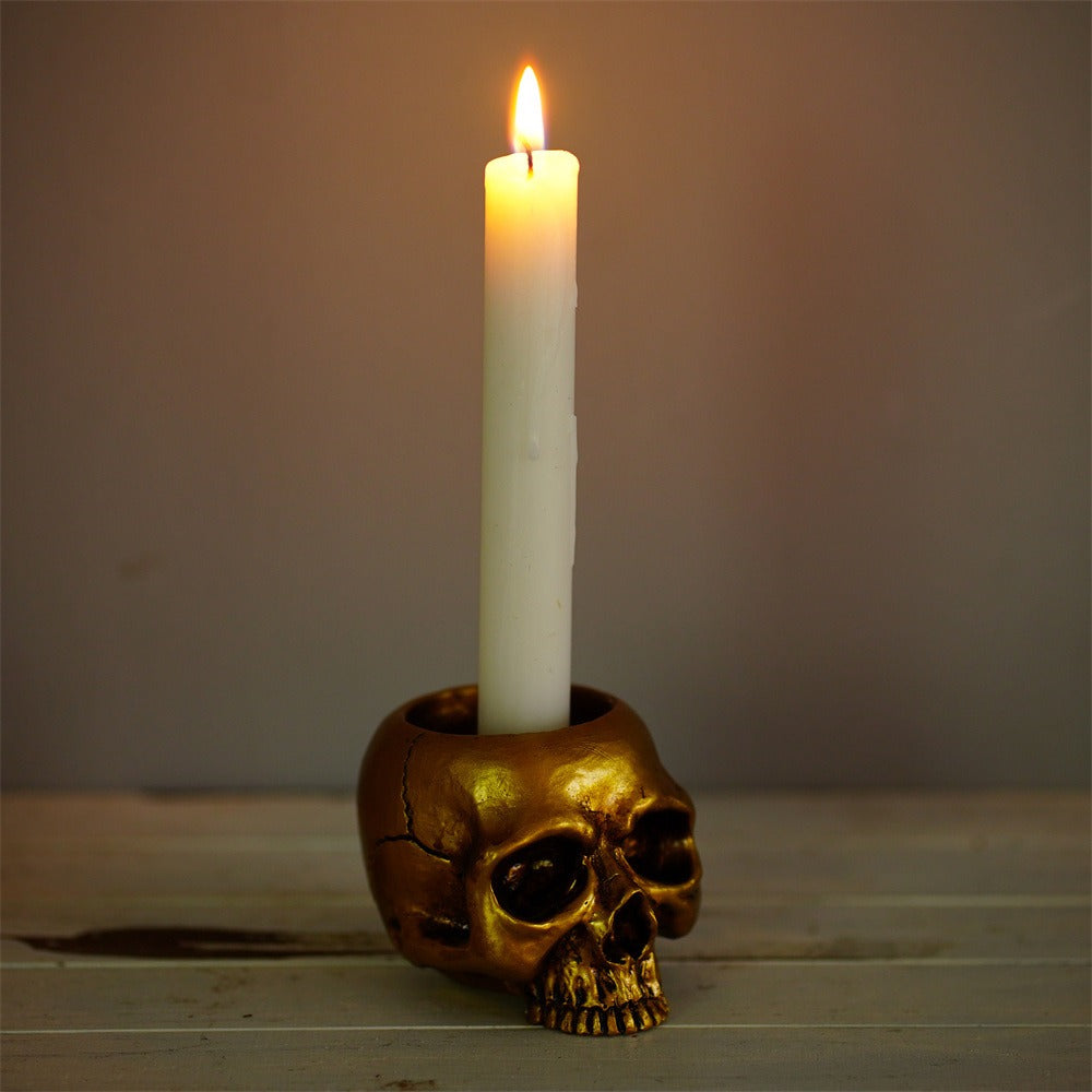 Small Golden Skull Decoration Desktop Small Storage succulent basin tabletop candle holder