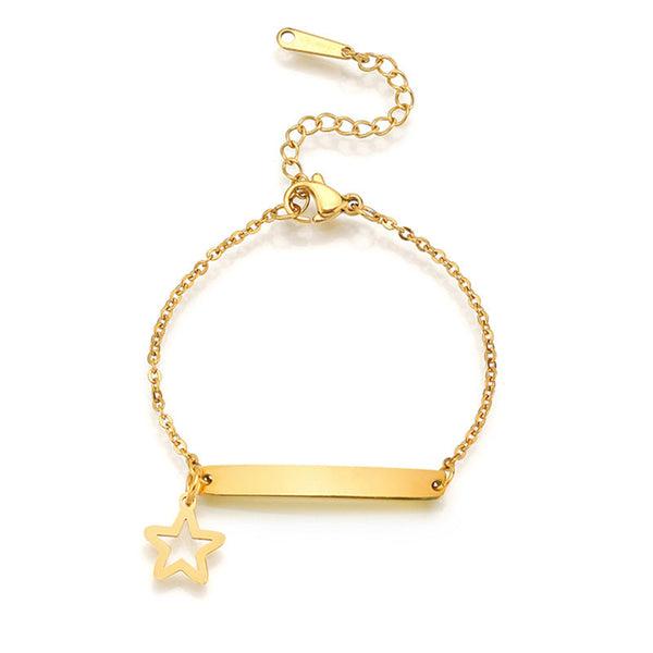 Stainless steel personalized engraved three color curved bracelet simple and personalized women's bracelet