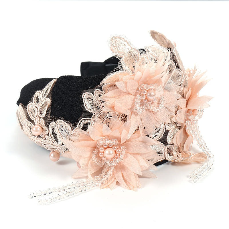 Fashionable handmade embroidery three-dimensional simulation crystal flower hair hoop