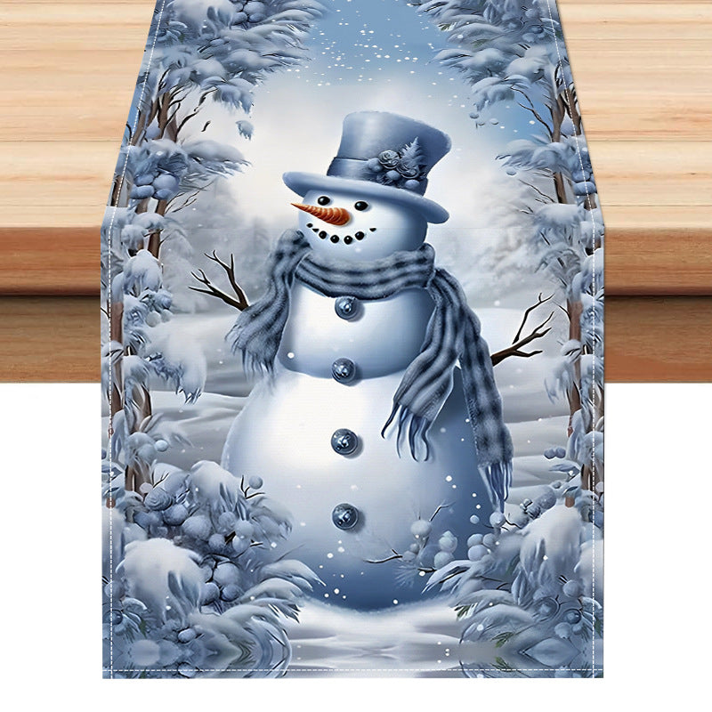 Christmas Snowman Table Flag Festival Restaurant Tablecloth Mat Tablecloth Home Kitchen Table Decoration Tea Flag