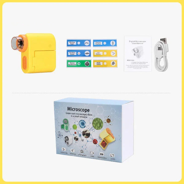 Handheld portable screen with camera microscope for children's science, high school students' toys can see bacteria 1000 times