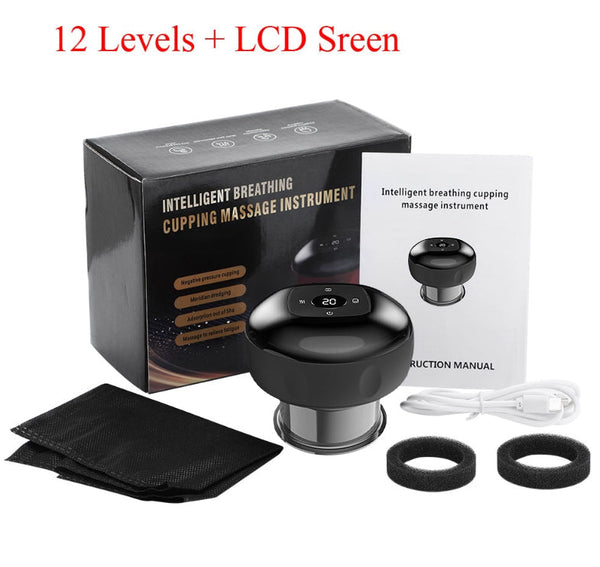 Electric Cupping Massager Scraping and Cupping Therapy Red Light Heating Vibration Pressotherapy Rechargeable Pain Relief