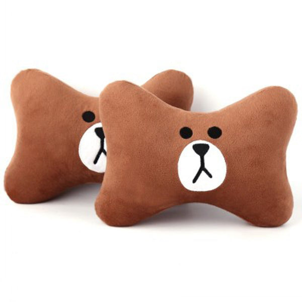 Cute Cartoon Car Headrest Pillow Brown Bear Car Neck Rest Support Automotive Interior Seat Cushion Car Accessories Car Styling