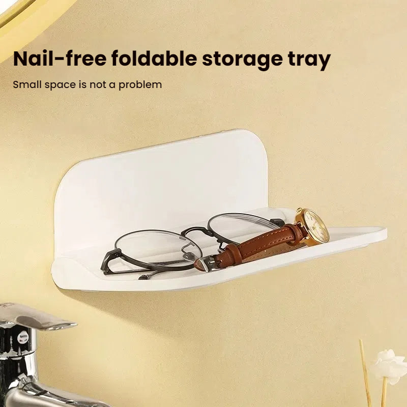 New Foldable Punch - Free Wall - mounted Plastic Floating Shelf for Bathroom and Toilet, Ideal for Towel and Clothes Storage