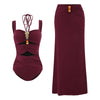 Strap decoration hollow neck hanging strap one-piece swimsuit women's long skirt set