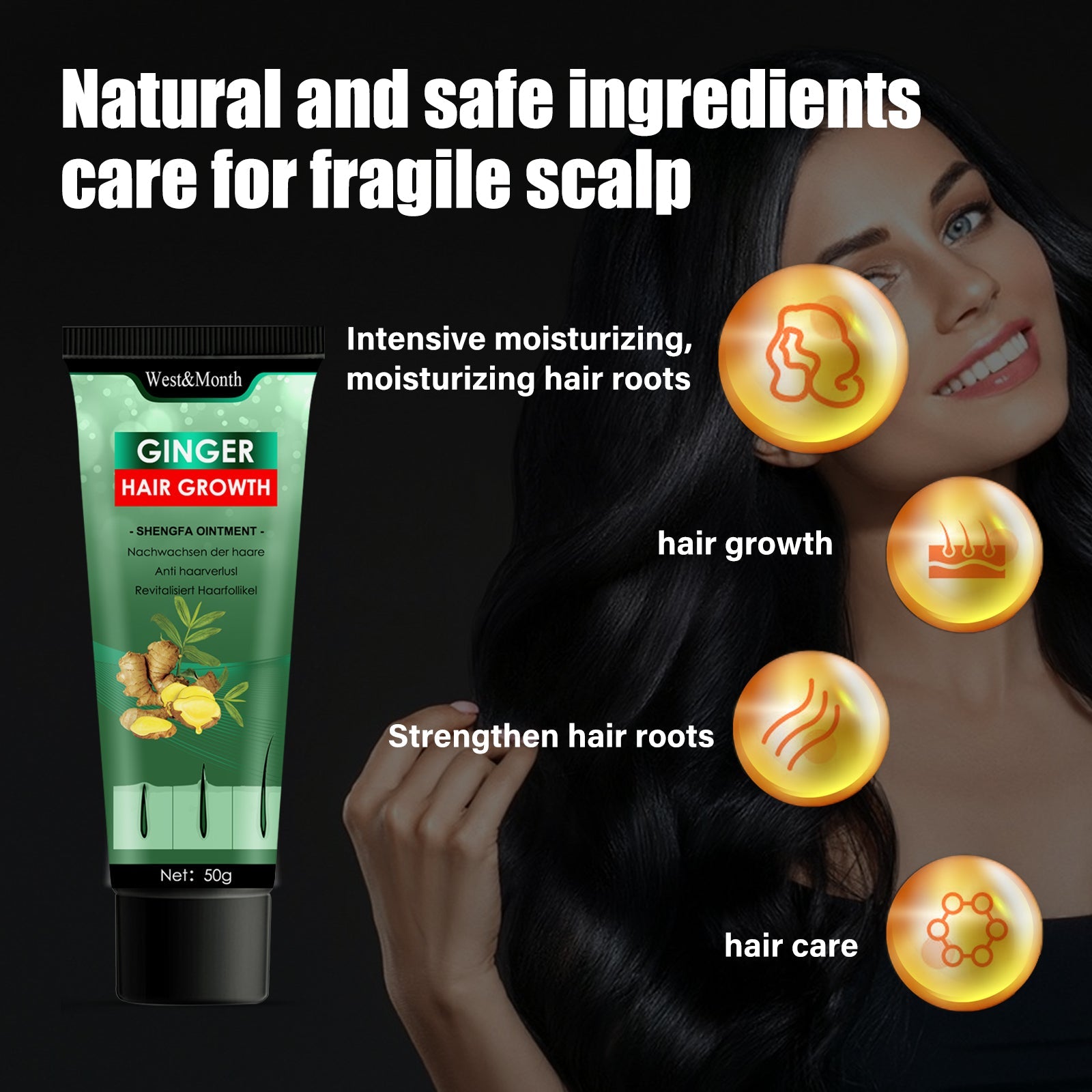 Ginger Hair Growth Ointment, Moisturize And Thicken Hair, Repair Damaged Hair And Prevent Hair Loss Hair Care Cream