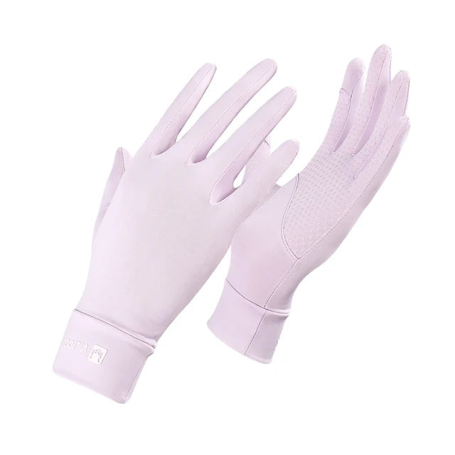 Cycling UV resistant thin breathable silicone anti slip touch screen sunscreen ice silk gloves