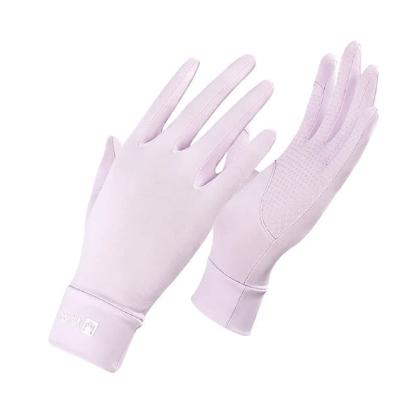 Cycling UV resistant thin breathable silicone anti slip touch screen sunscreen ice silk gloves