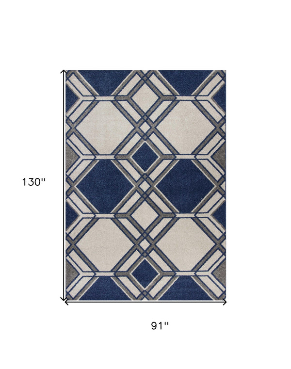 2' X 3' Blue Geometric Area Rug