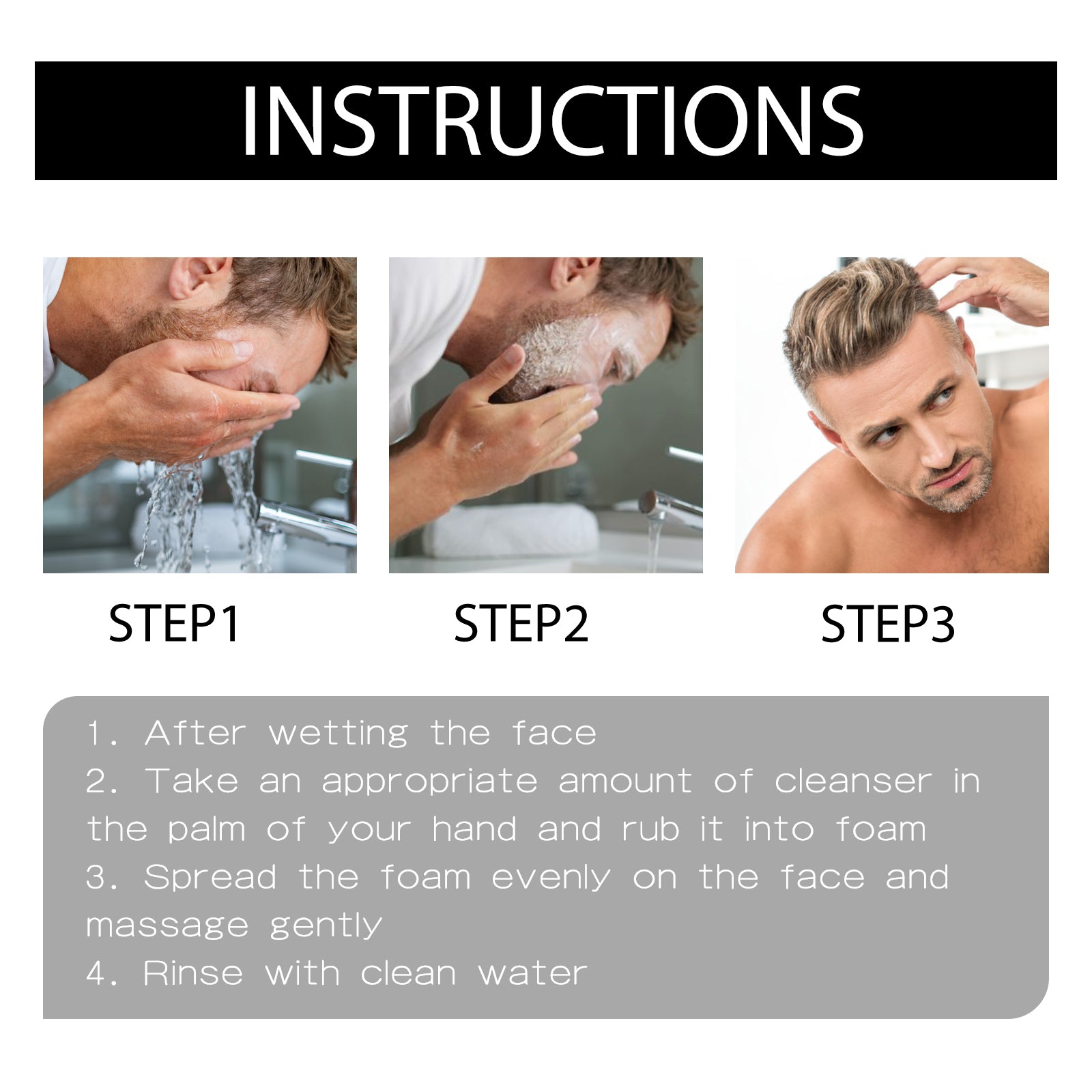 Men's Amino Acid Oil Control Face Wash, Deep Clean Acne Print Delicate Pores Whitening Brightening Skin