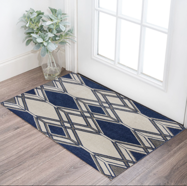 2' X 3' Blue Geometric Area Rug