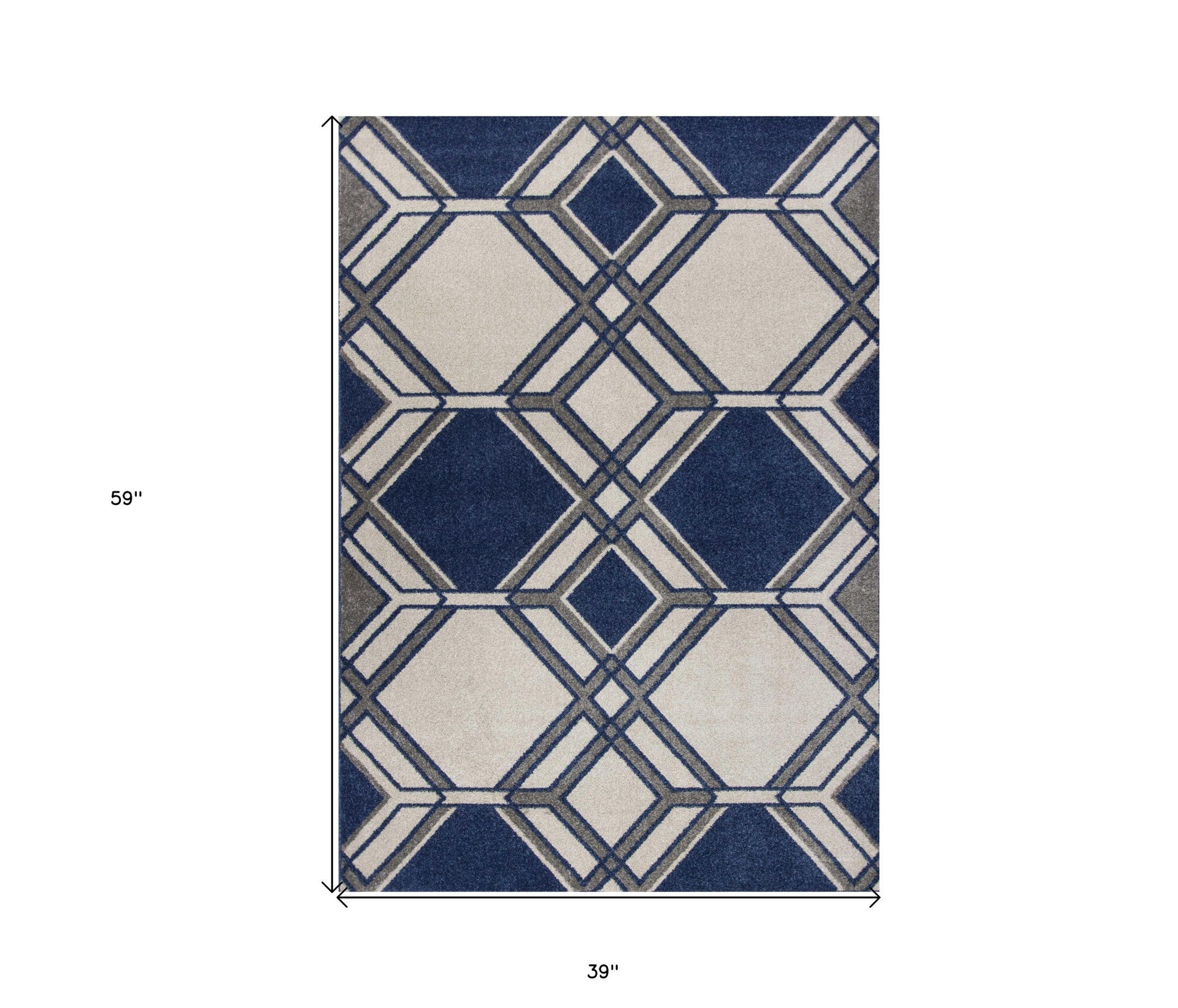2' X 3' Blue Geometric Area Rug