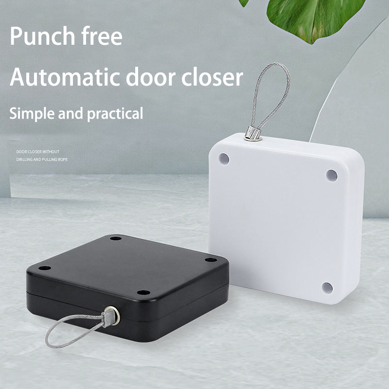 Punch Free Door Closer Household Simple Buffered Door Closer Pull Rope Closed Sliding Door Mute Automatic Door Closer