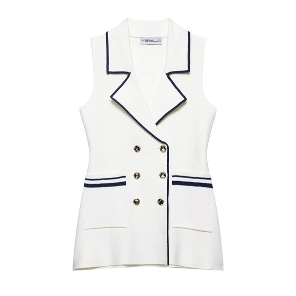 Summer New  Style Women's Fashion Temperament Sleeveless Trim Knit Tank Top