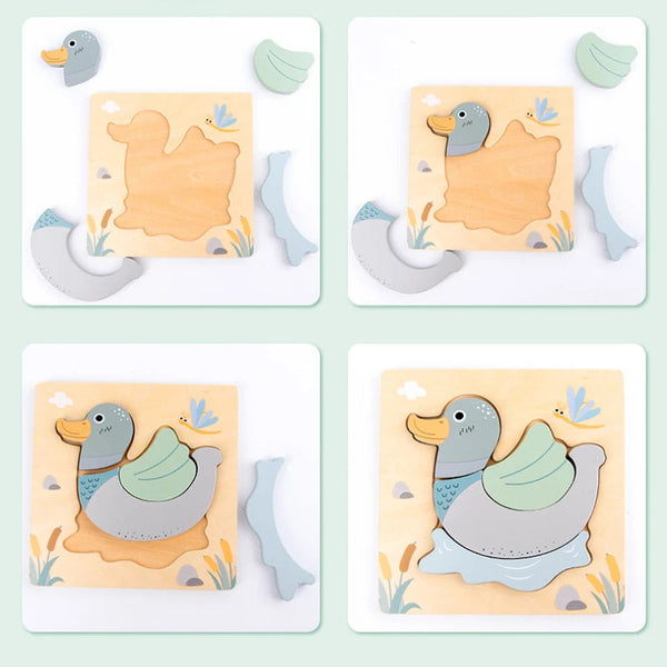 Wooden New Cartoon Animal Stereoscopic Plane Puzzle for Early Childhood Education Cognitive Puzzle Puzzle Toy