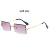 Trendy Men Women Summer Rimless Sunglasses Fashion Small Rectangle Sun Glasses Traveling Style UV400 Shades Eyewear