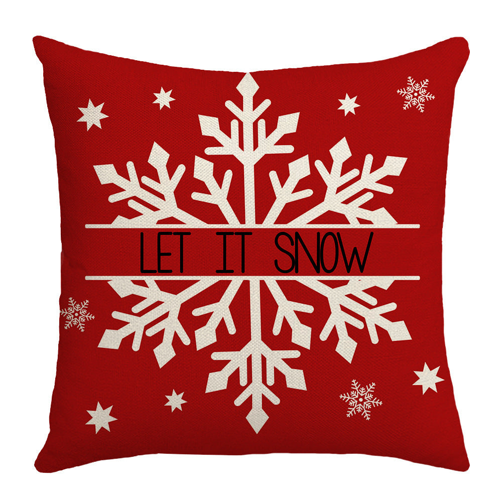 Grid Christmas linen pillowcase, Christmas tree snowflake home decoration pillowcase, sofa cushion pillowcase