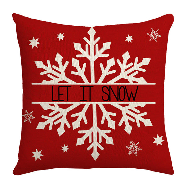 Grid Christmas linen pillowcase, Christmas tree snowflake home decoration pillowcase, sofa cushion pillowcase