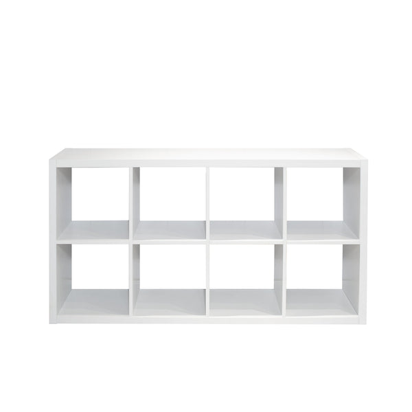 Smart Cube 8-Cube Organizer Storage with Opened Back Shelves 2 X 4 Cube Bookcase Book Shleves for Home Office (White)