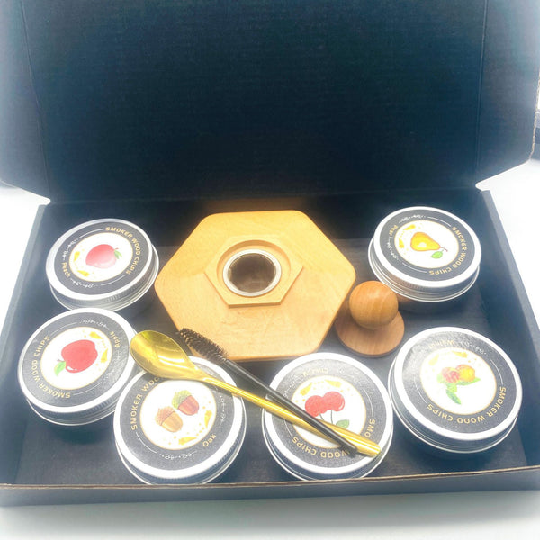 Cocktail Wood Smoker Hexagonal Round Saucer Bar Kitchen Smoking Tools Smoking Wood Cover 6pcs