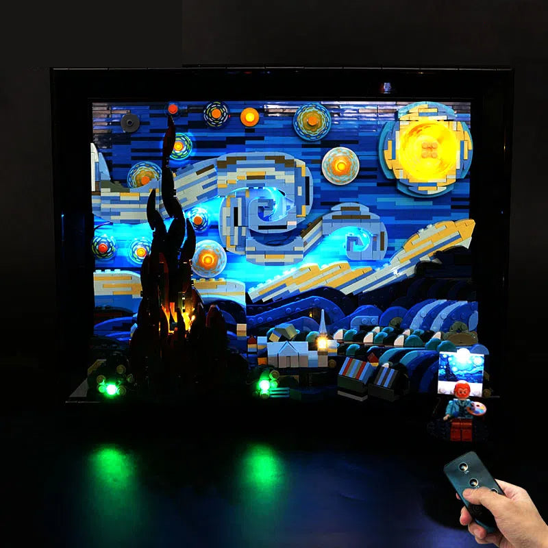 LP building block lighting suitable for 21333 Vincent van Gogh Starry Moon Night Sky Oil Painting LED remote control lighting