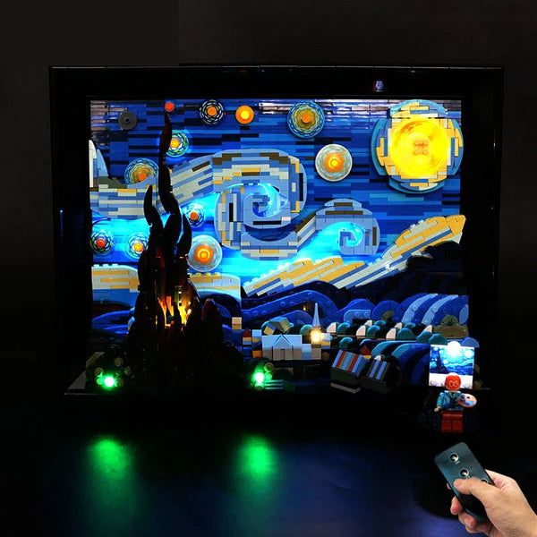 LP building block lighting suitable for 21333 Vincent van Gogh Starry Moon Night Sky Oil Painting LED remote control lighting