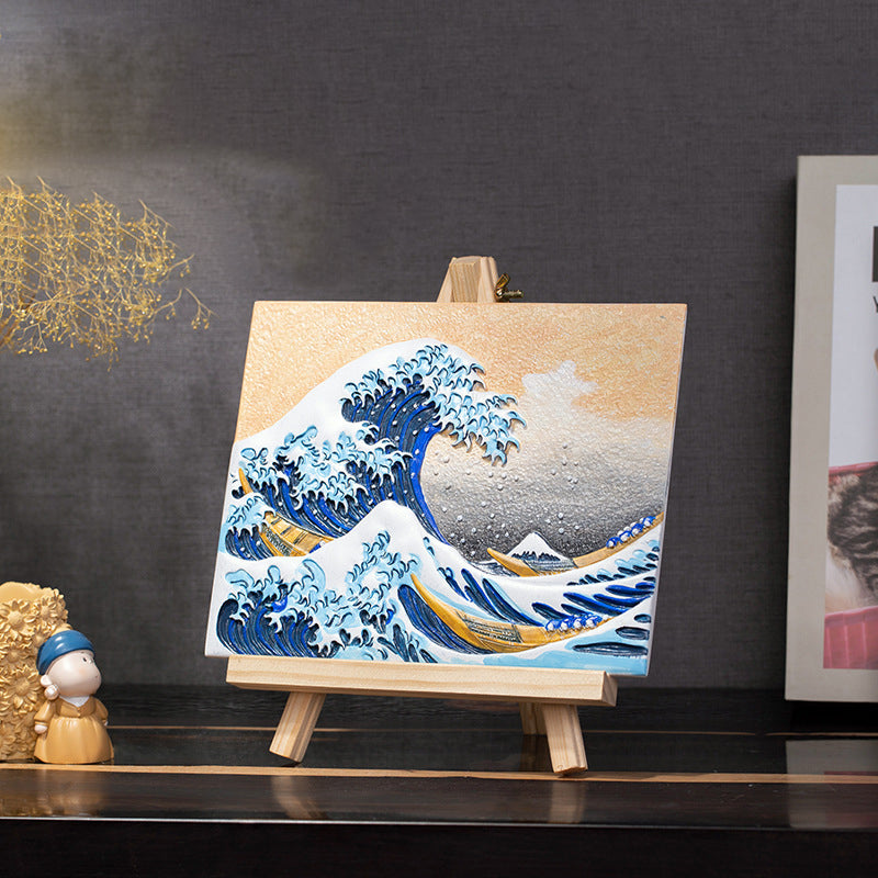 Relief The Great Wave off Kanagawa DIY 3D Oil Painting Kit