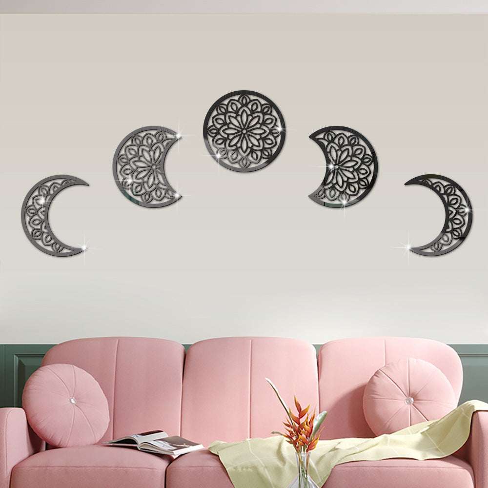 3D Stereoscopic Moon Phase Change Acrylic Mirror Surface Sticker Home Decoration Self-Adhesive Wall Sticker