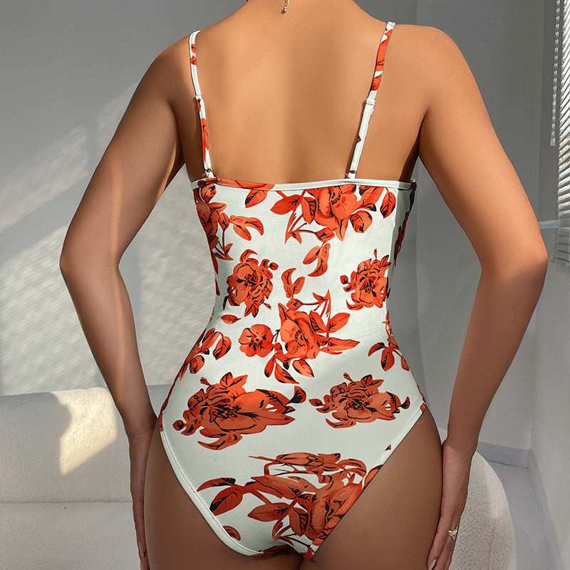 Strap print one-piece summer sexy jumpsuit interior