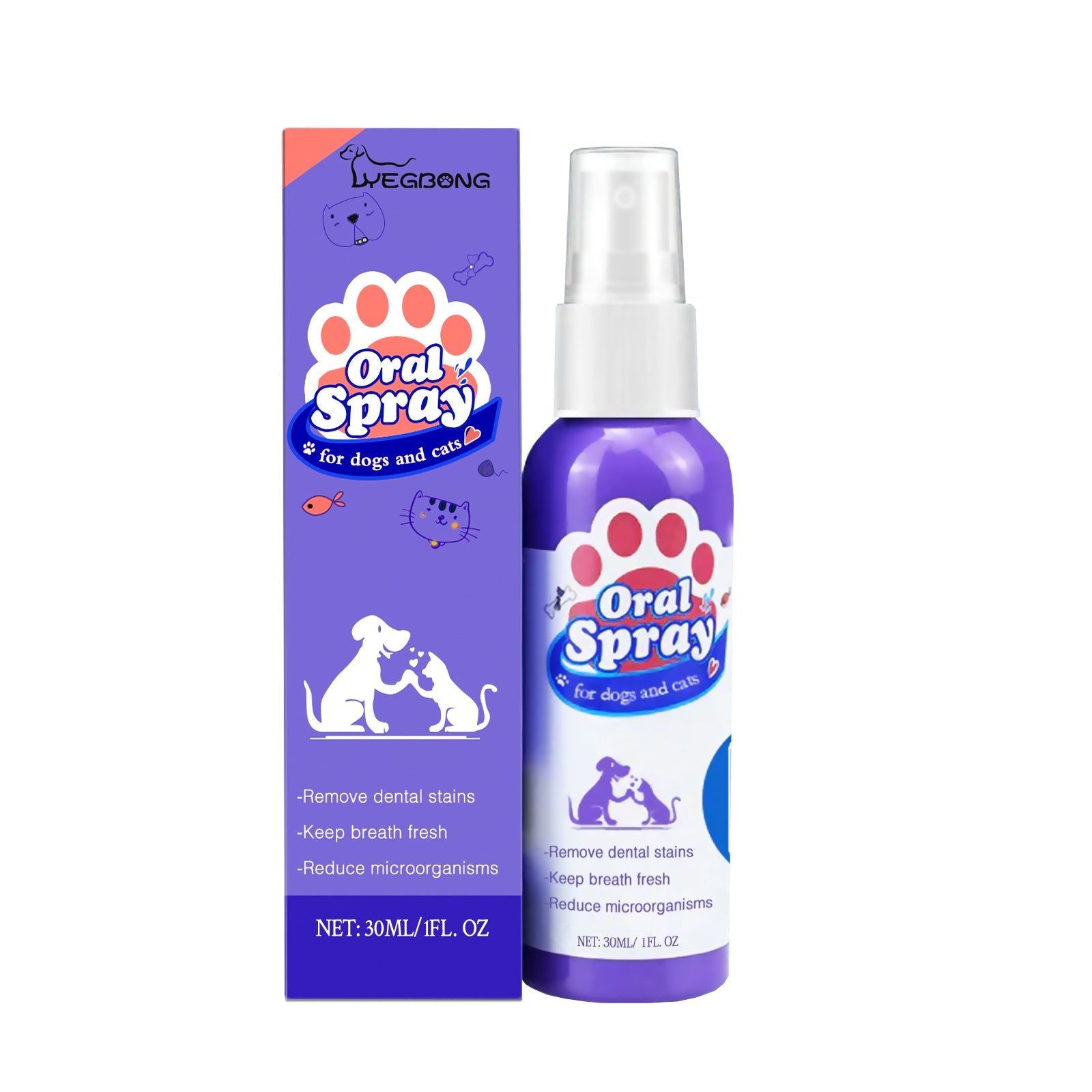 Tooth Cleaning Spray For Cats And Dogs, Remove Tooth Stains Fresh Breath Pets Oral Care Spray