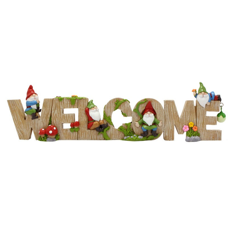 Dwarf Welcome Card Creative Garden Outdoor Balcony Welcome Decoration