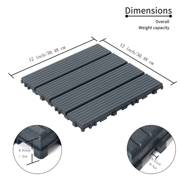 44 pieces of 12x12 square waterproof outdoor terrace tiles - interlocked, all-weather, anti slip, easy to assemble