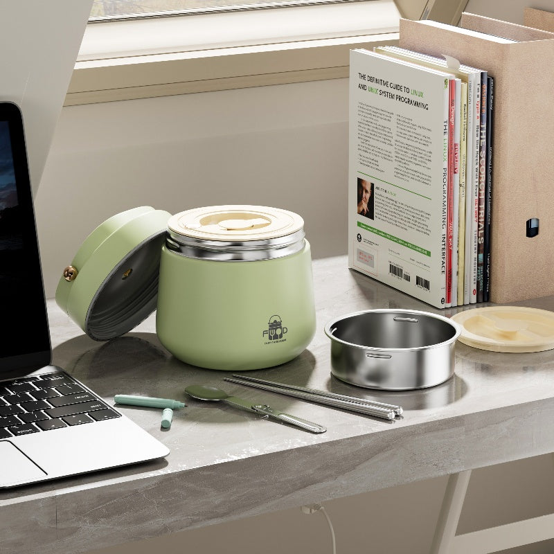 Adults Stainless Steel Insulated Lunch Box With Spoon And Fork, Insulated Bag, Leak-Proof, Keeps Food Warm