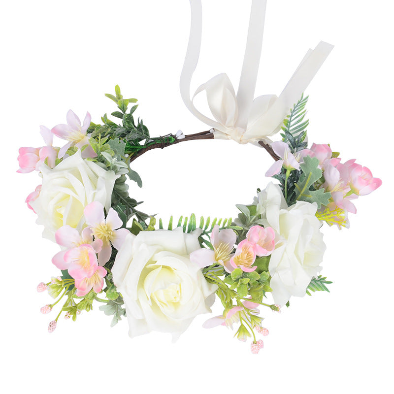 Super Fairy Girl Bride Scenic Area Photography Flower Wreath Hair Accessories Handmade Silk Flower Wreath Headwear