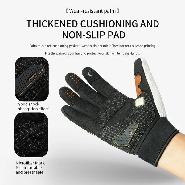 Outdoor sports warm anti slip wear-resistant shock-absorbing anti-collision touch screen road bike riding gloves