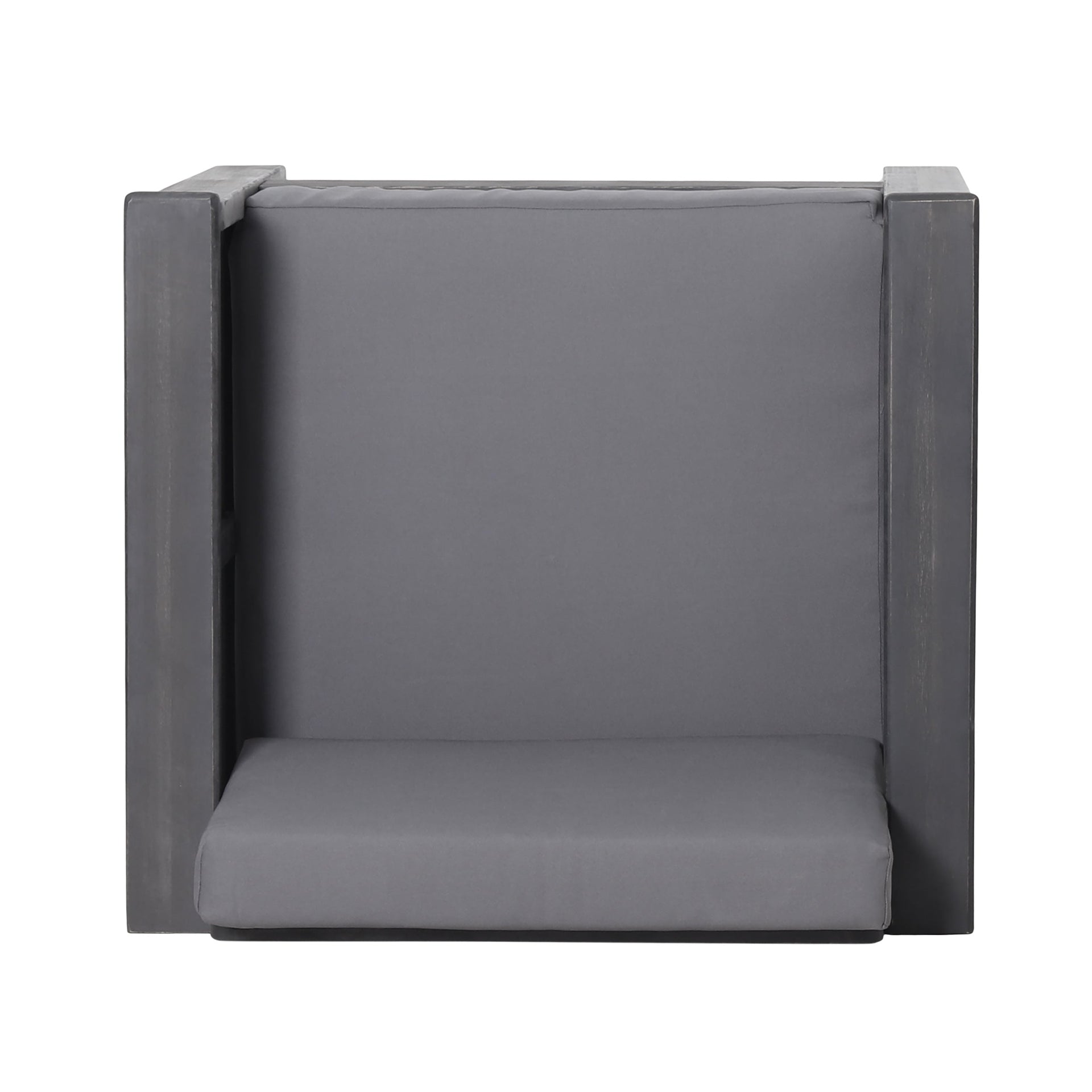 ( Set of 2) Outdoor Acacia Wood Club Chairs with Cushions, Dark Gray, 27.75