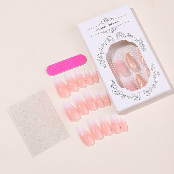 New wearable nail gradient glitter manicure patches almond-shaped nails fake nail patches