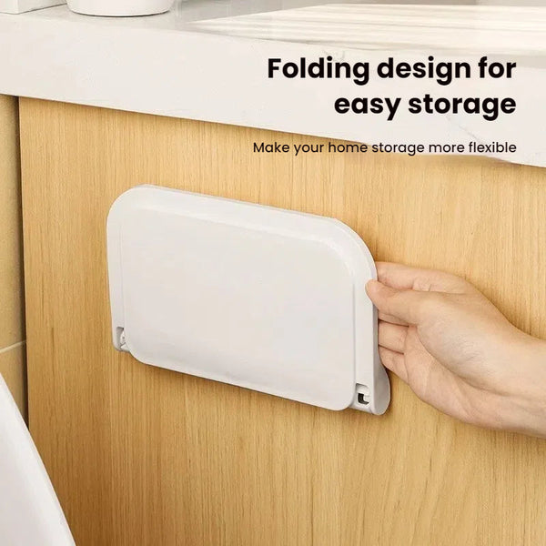 New Foldable Punch - Free Wall - mounted Plastic Floating Shelf for Bathroom and Toilet, Ideal for Towel and Clothes Storage