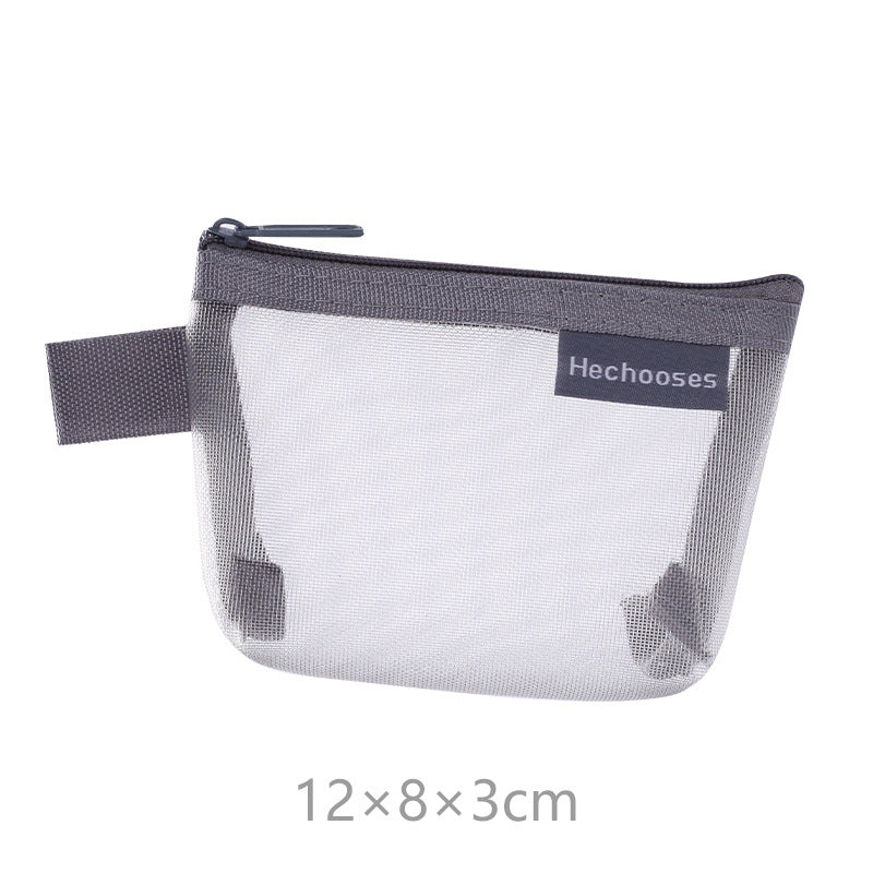 Simple three-dimensional triangle mesh coin key earphone storage bag transparent storage bag