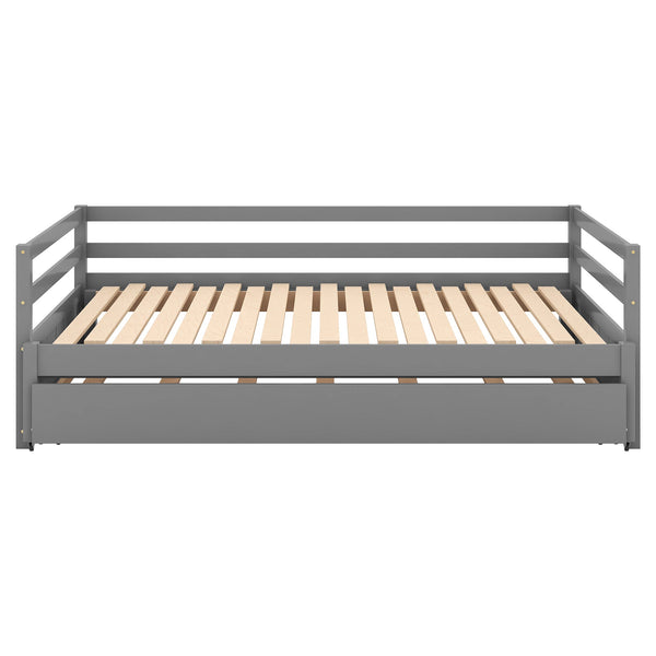 Twin or Double Twin Daybed with Trundle Gray