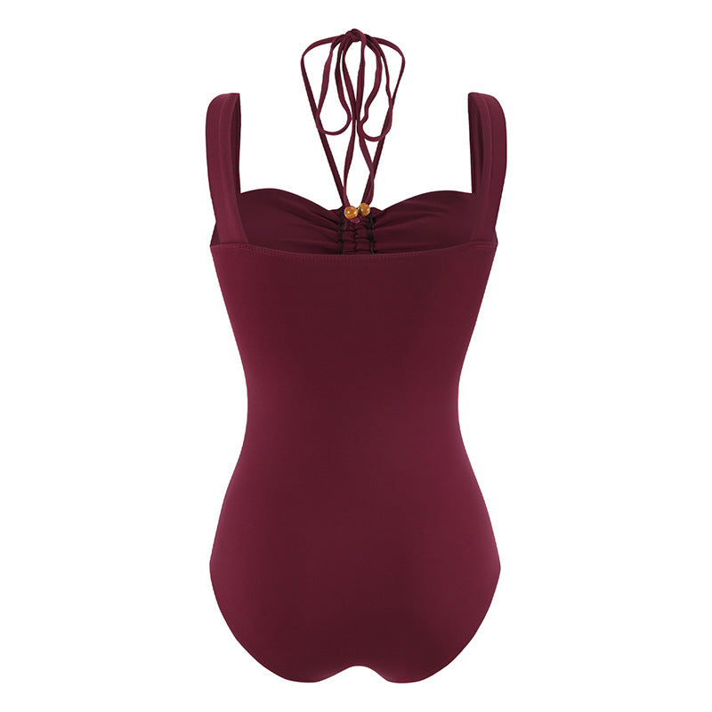 Strap decoration hollow neck hanging strap one-piece swimsuit women's long skirt set