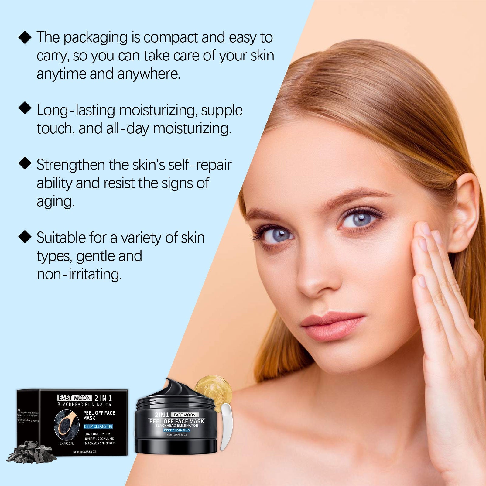 Bamboo Charcoal Cleansing Mask Gently Cleanses Skin, Horny Blackheads, Moisturizes, Tender And Brightening Mud Mask