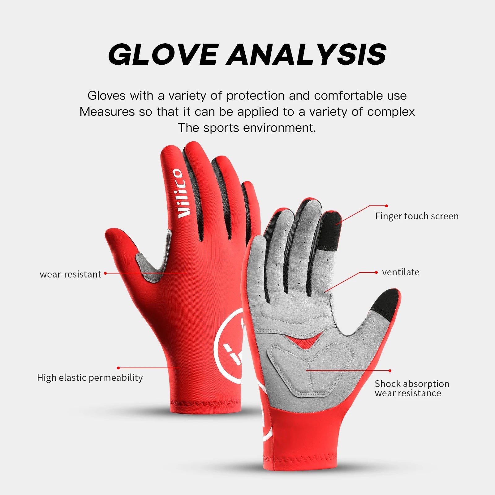 Outdoor mountain bike riding gloves shock-absorbing and anti-skid bike gloves