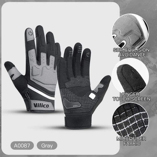 Outdoor sports warm anti slip wear-resistant shock-absorbing anti-collision touch screen road bike riding gloves