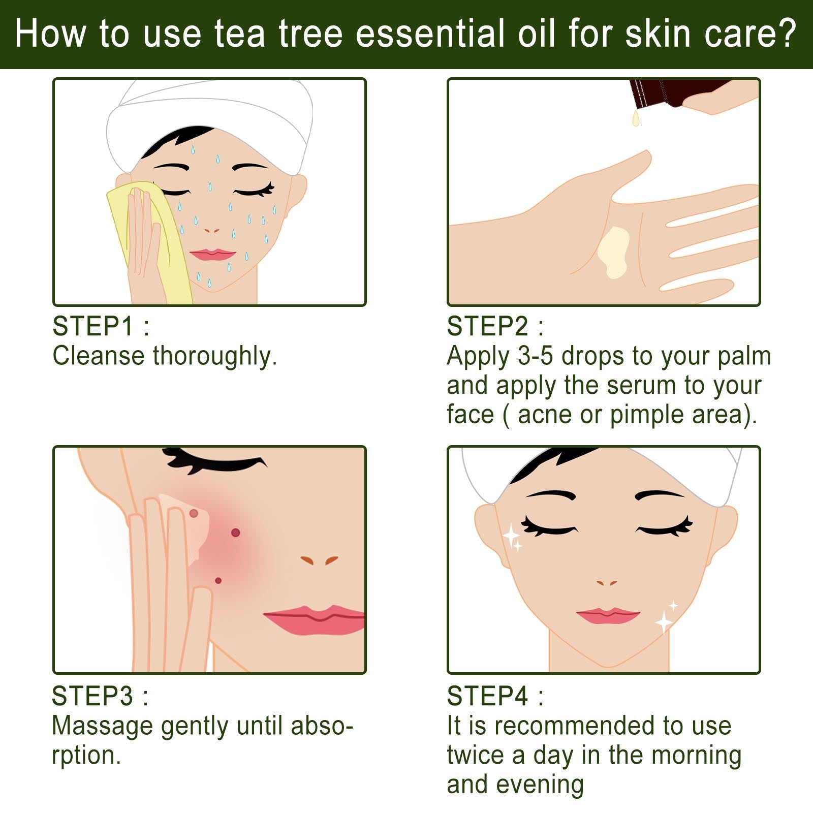 Tea Tree Essential Oil, Repair Acne Pore Shrinkage Hydrating Face Care Essential Oil