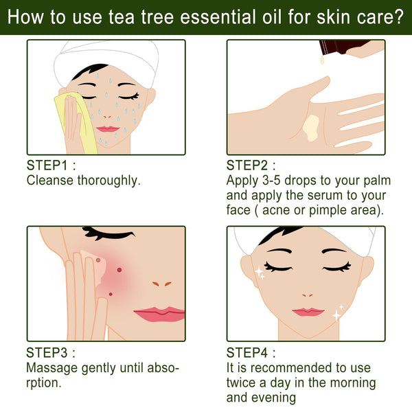 Tea Tree Essential Oil, Repair Acne Pore Shrinkage Hydrating Face Care Essential Oil