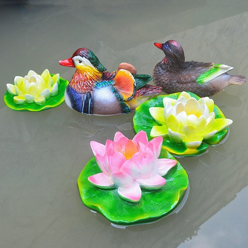 Floating Mandarin Duck Landscape Resin Decoration