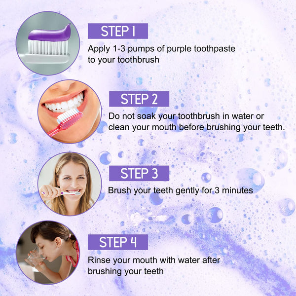 Purple Tooth Whitening Toothpaste, Brightens Teeth Cleans Stains And Relieves Bad Breath Beautiful Teeth Toothpaste