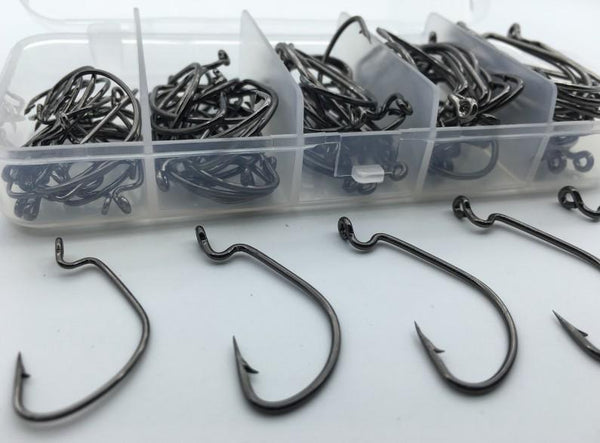 Rompin 100pcs/box High carbon Steel Fishing Hooks Crank Lead Sharp worm  2# 1# 1/0# 2/0# 3/0# mix size