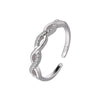 S925 Sterling Silver Micro-Pave Flash Diamond Twisted Rope Ring for Women, Ins-Inspired Korean Style, Unique Design, Hollow Twisted Open Ring